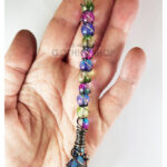 Rainbow Auro Black Kyanite Large Wire Wrapped Witchy Broomstick Pendant Necklace