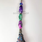 Rainbow Auro Kyanite Oval Bead Large Witchy Broomstick Pendant Necklace