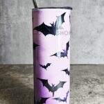 Bats Purple Gothic Halloween Skinny Tumbler