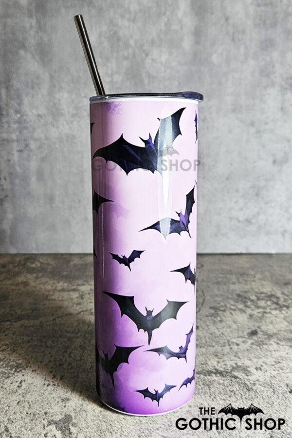 Bats Purple Gothic Halloween Skinny Tumbler