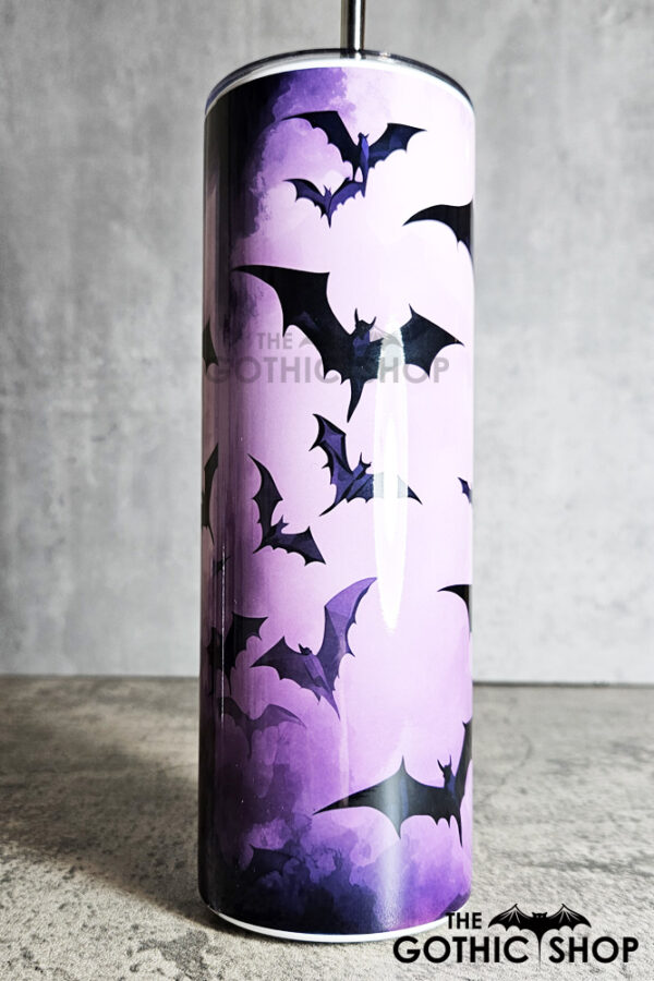 bats purple gothic halloween 20oz straight tumbler
