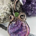 Dragon Vein Agate & Garnet Antiqued Copper Gothic Pendant Necklace
