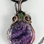 Dragon Vein Agate & Garnet Antiqued Copper Gothic Pendant Necklace