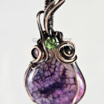 Dragon Vein Agate & Garnet Antiqued Copper Gothic Pendant Necklace