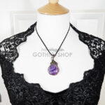 Dragon Vein Agate & Garnet Antiqued Copper Gothic Pendant Necklace