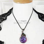 Dragon Vein Agate & Garnet Antiqued Copper Gothic Pendant Necklace