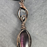 Swirls Purple Cat's Eye & Hematite Duo Gothic Pendant Necklace