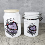 Spooky Heart Goth Cake Small Cookie Jar Tea Container