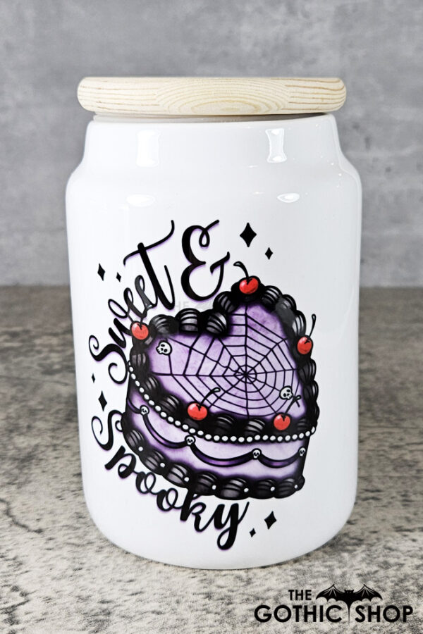 Spooky Heart Goth Cake Small Cookie Jar Tea Container