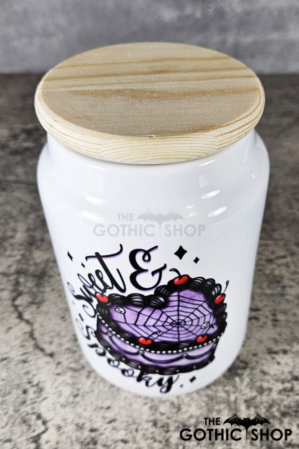 Spooky Heart Goth Cake Small Cookie Jar Tea Container