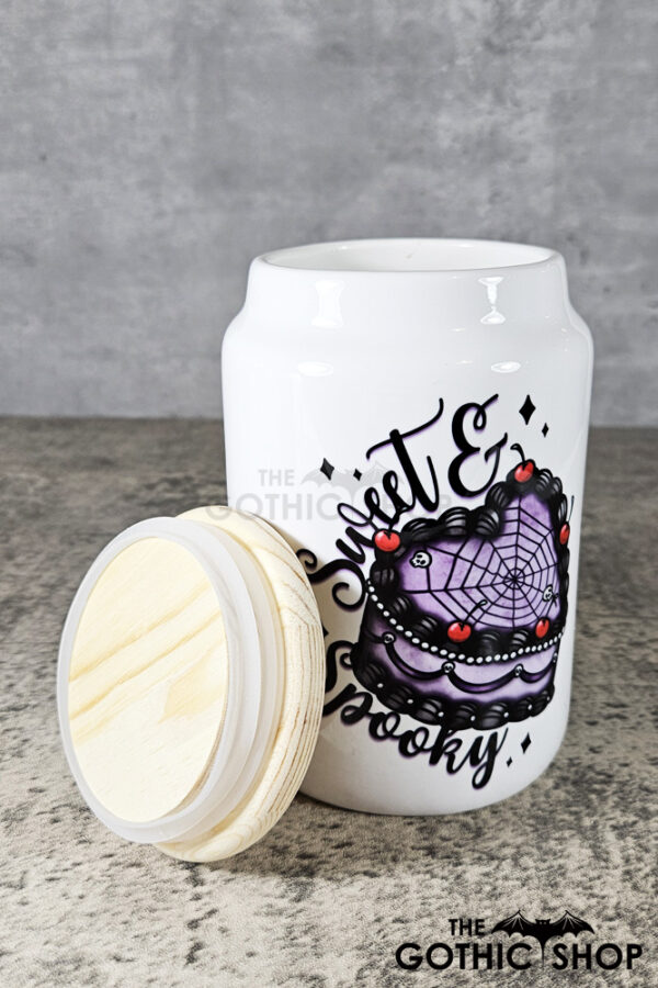 Spooky Heart Goth Cake Small Cookie Jar Tea Container