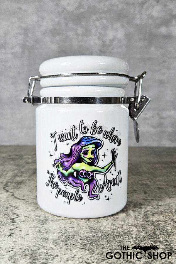 Zombie Mermaid Introvert Gothic Small Ceramic Storage Jar Container