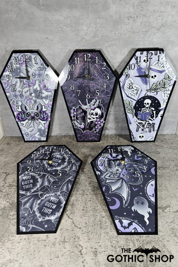 Coffin Shaped Metal Gothic Clock
