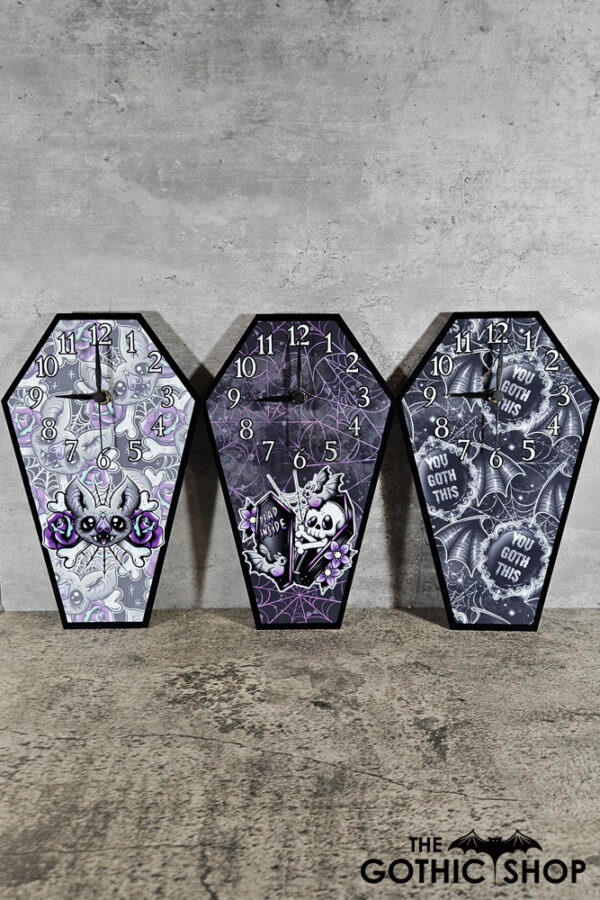 Coffin Shaped Metal Gothic Clock