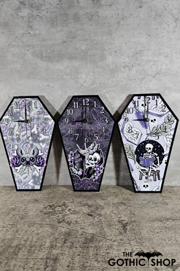Coffin Shaped Metal Gothic Clock