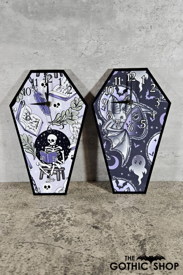 Coffin Shaped Metal Gothic Clock