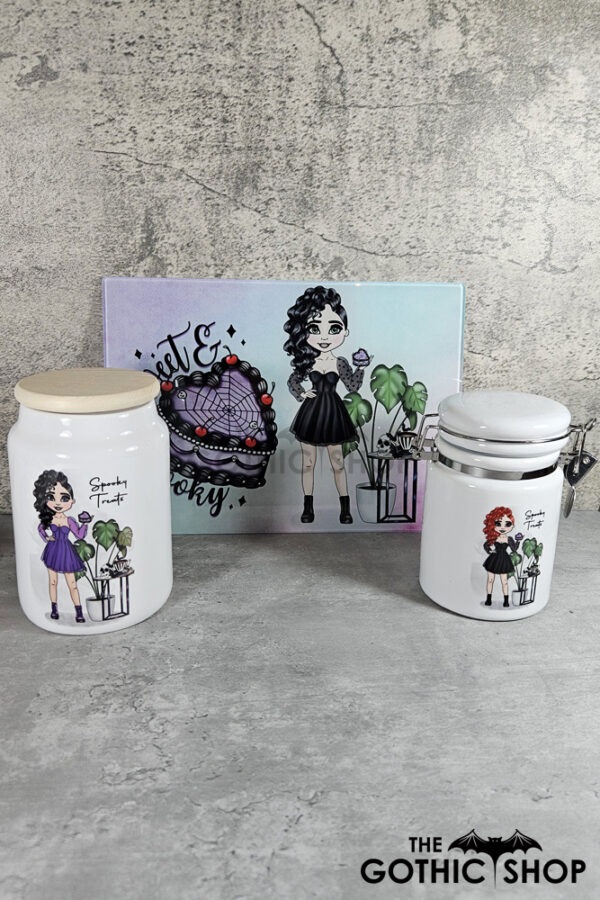 Punk Goth Girl & Purple Cake Glass Chopping Board