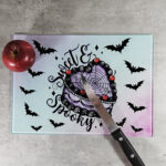 Punk Goth Girl & Purple Cake Glass Chopping Board