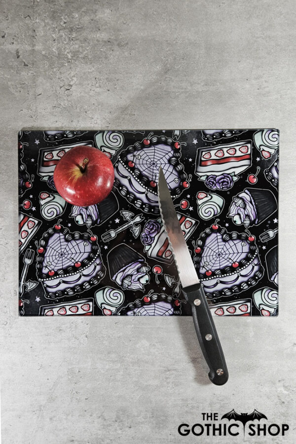 Spooky Heart Goth Cakes Gothic Print Glass Chopping Board