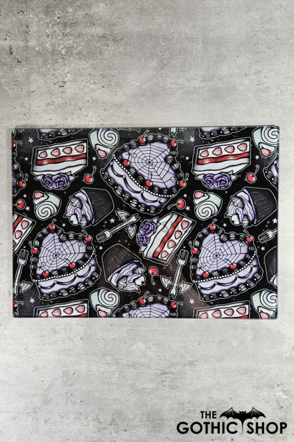 Spooky Heart Goth Cakes Gothic Print Glass Chopping Board