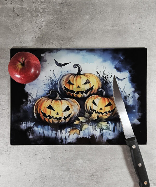 Pumpkins Gothic Halloween Print Glass Chopping Board