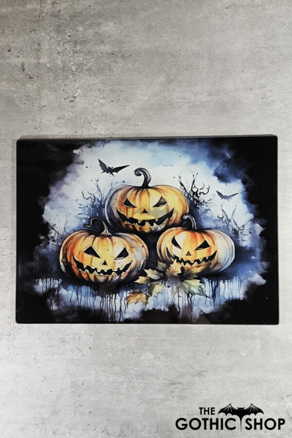 Pumpkins Gothic Halloween Print Glass Chopping Board
