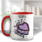 sweet spooky heart goth cake gothic mug with option to personalise