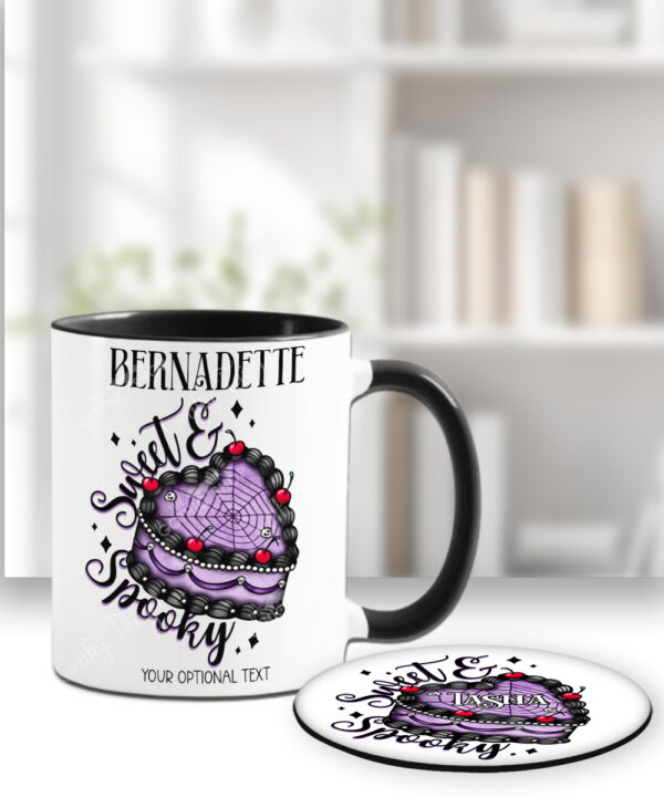 sweet spooky heart goth cake gothic mug with option to personalise