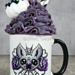 Rosita Bat Purple Rose Cobwebs Gothic Ceramic Mug