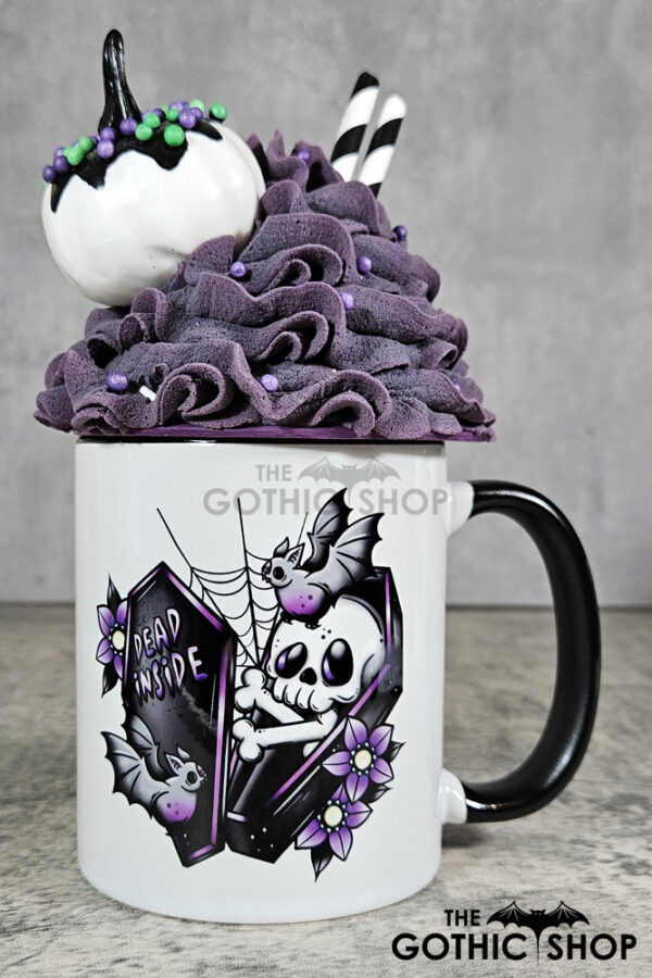 Dead Inside Skeleton Purple Coffin Gothic Ceramic Mug