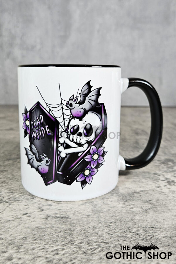 Dead Inside Skeleton Purple Coffin Gothic Ceramic Mug