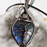 Tree of Life Wire Wrapped Blue Labradorite & Moonstone Antiqued Pendant Necklace