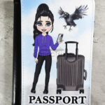 Raven Goth Girl in Jeans Passport & Credit Card Holder