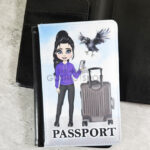Raven Goth Girl in Jeans Passport & Credit Card Holder