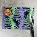 Skull Tiered Cake Gothic Print Glass Chopping Board