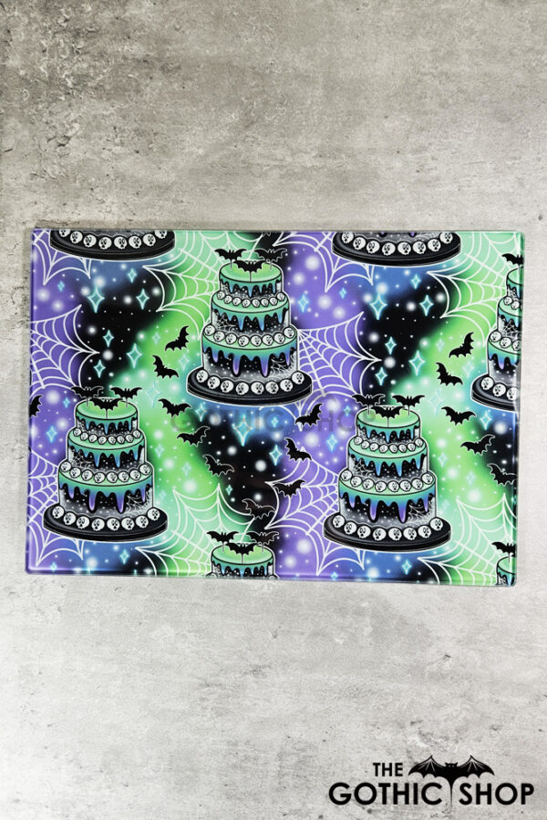 Skull Tiered Cake Gothic Print Glass Chopping Board