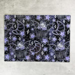 Bat Cupcakes & Croissants Gothic Print Glass Chopping Board