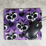 Skull Heart & Bats Gothic Print Mouse Mat