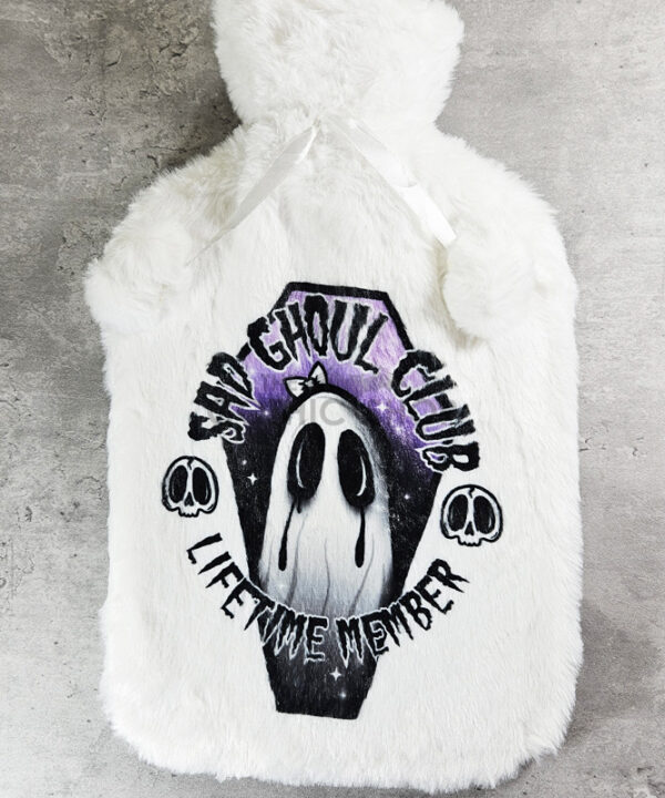 Sad Ghoul Club Lifetime Member Ghost Hot Water Bottle with Plush Cover