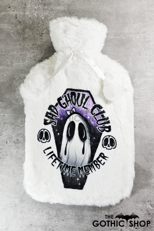 Sad Ghoul Club Lifetime Member Ghost Hot Water Bottle with Plush Cover