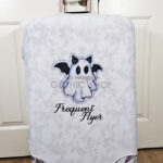 Imposter Bat Ghost Frequent Flyer on White Gothic Suitcase Cover