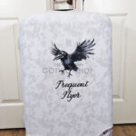 Crow Frequent Flyer on White Gothic Suitcase Cover