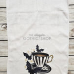 Gothic Tea Party Teacup & Bats Waffle Tea Towel