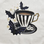 Gothic Tea Party Teacup & Bats Waffle Tea Towel
