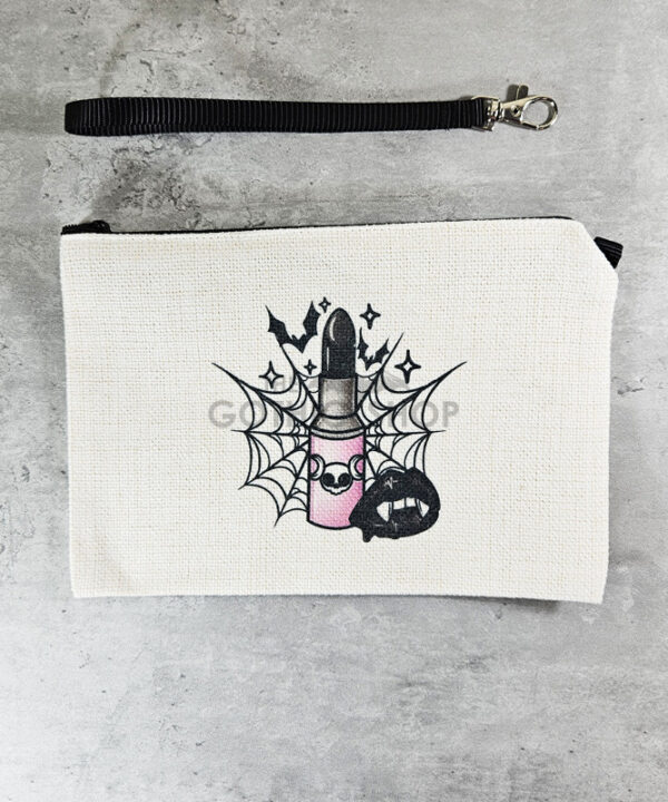 Lipstick & Webs Cream Linen Zipped Makeup Bag