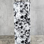 Skull & Roses Sketches Gothic Halloween Skinny Tumbler