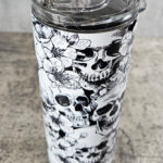 skull & roses sketches gothic halloween 20oz straight tumbler