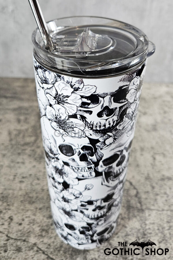 skull & roses sketches gothic halloween 20oz straight tumbler