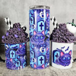 Kitty Cat Graveyard Blue Gothic Skinny Tumbler and mugs
