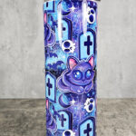 Kitty Cat Graveyard Blue Gothic Skinny Tumbler